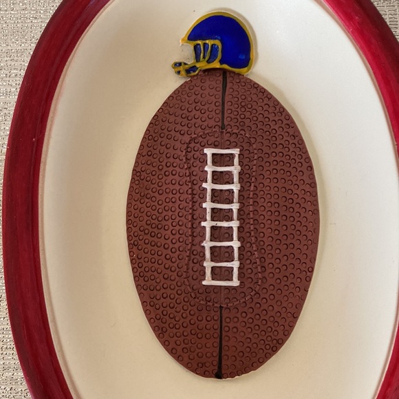 Oval Shape Ceramic Trinket Dish with Football Design EUC - Picture 3 of 5